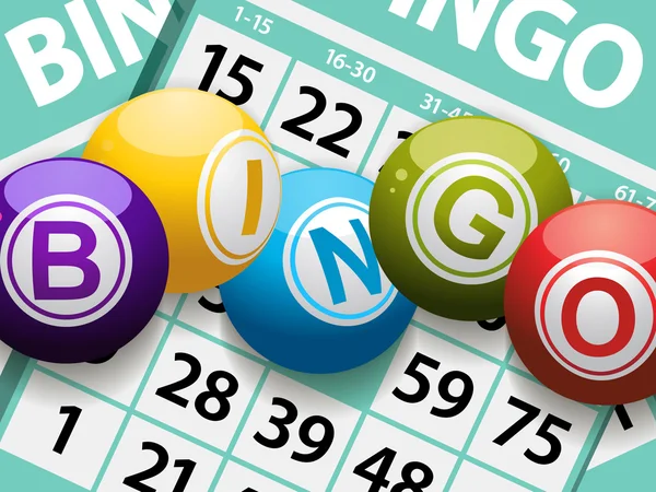 Bingo topları bir kartı arka planda — Stok Vektör