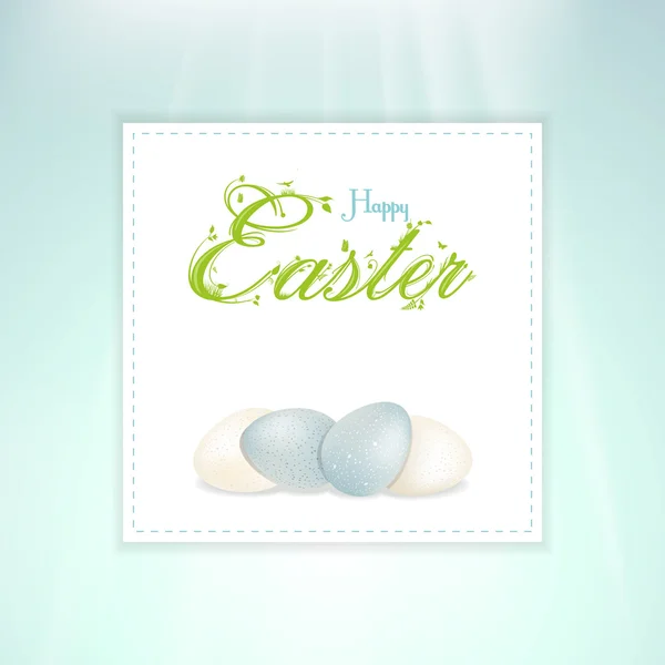 Paskalya beyaz ve mavi benekli yumurta paneli — Stok Vektör