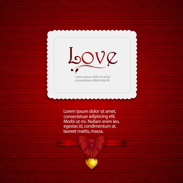 Valentine card with ribbon and sample text2 — Stock Vector