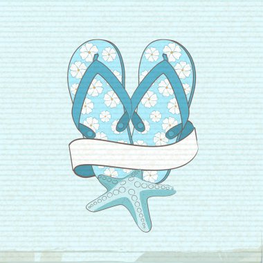 flip flops starfish and banner clipart