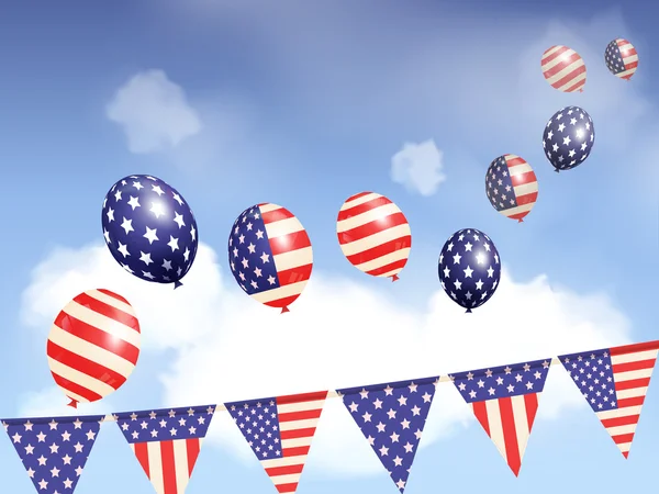Воздушные шары Дня Независимости и небо — стоковый вектор