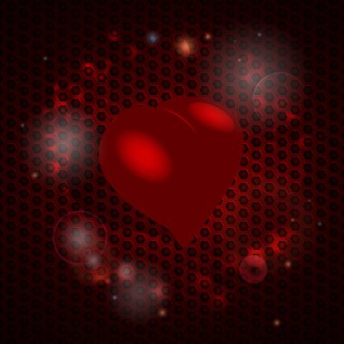 Bal Tarağı Üzerindeki Kızıl Aşk Kalbi 'nin 3B Görünümü