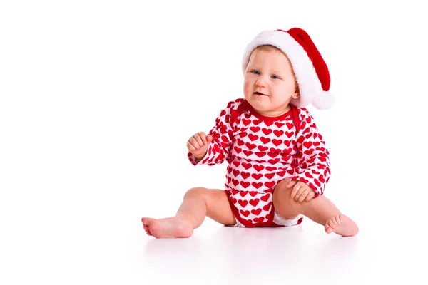 Bébé dans le chapeau du Père Noël — Photo