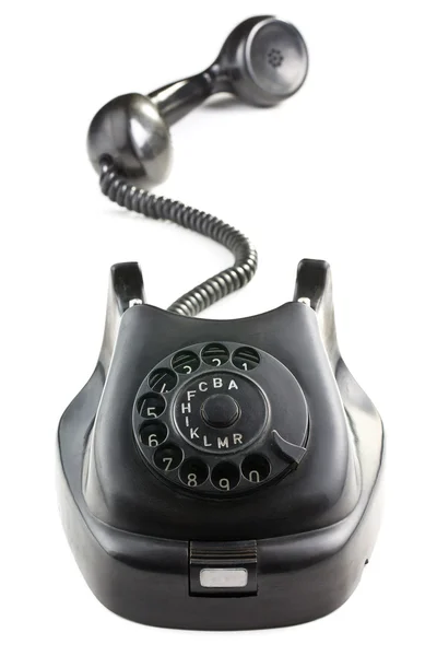 Черный старомодный телефон — стоковое фото