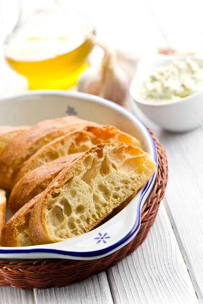 Szeletelt ciabatta kenyér — Stock Fotó