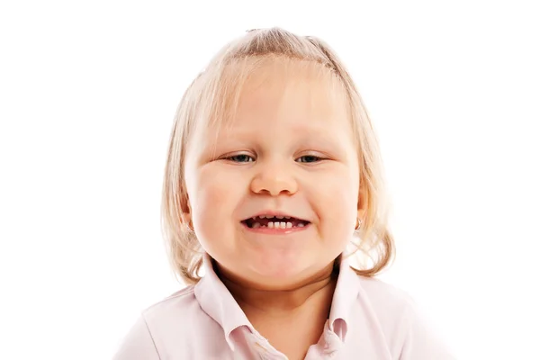 Criança pequena feliz posando no estúdio — Fotografia de Stock