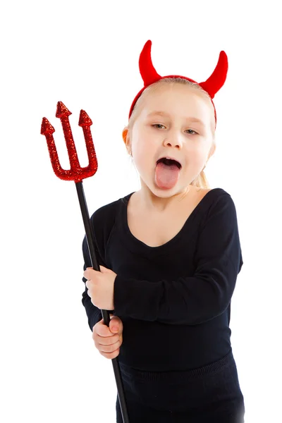 Little girl in devil costume. — Stock Photo, Image