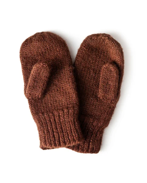 Braune Strickhandschuhe — Stockfoto