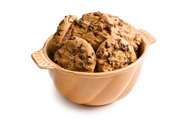 Choklad cookies i keramik skål — Stockfoto