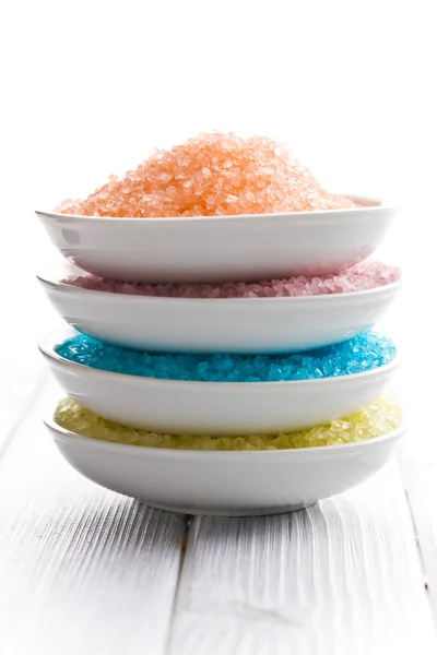 Different colours of bath salt — Stock Photo, Image