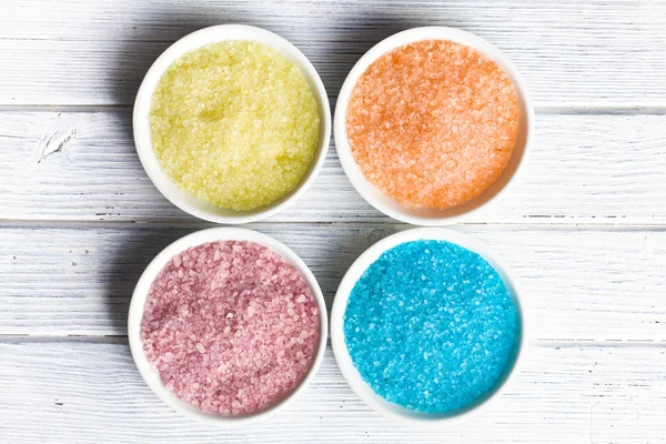 Different colours of bath salt — Stock Photo, Image