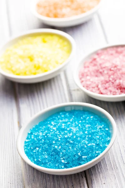 Different colours of bath salt — Stock Photo, Image
