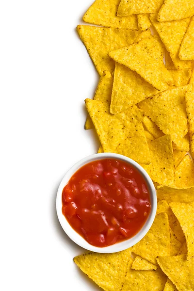 Nachos und Tomaten-Dip — Stockfoto