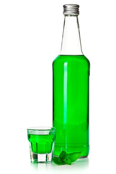 Zelený mátový likér — Stock fotografie