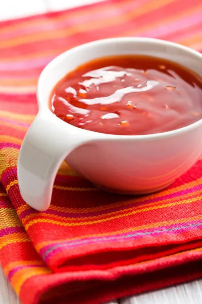 Barbecue sauce in ceramic bowl — Stock Photo, Image