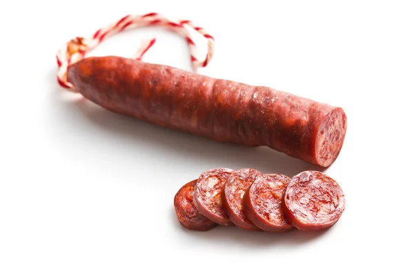 Affettato gustosa salsiccia chorizo — Foto Stock
