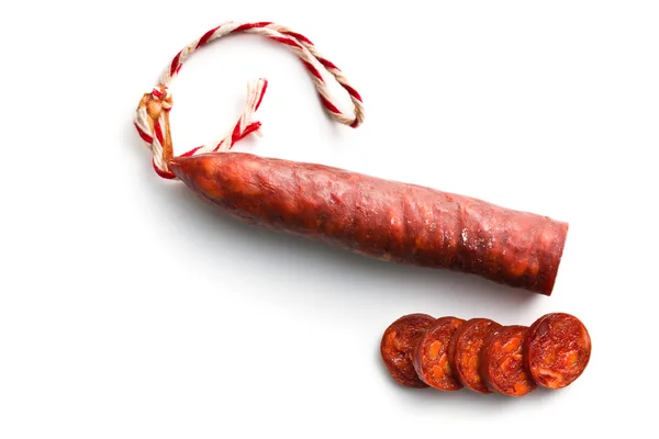 Tranches savoureuses chorizo saucisse — Photo