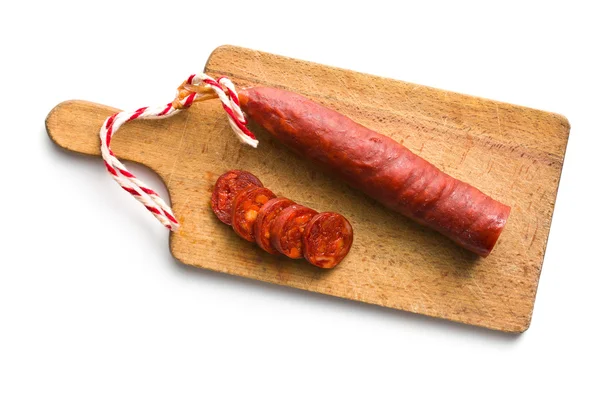 Affettato gustosa salsiccia chorizo — Foto Stock
