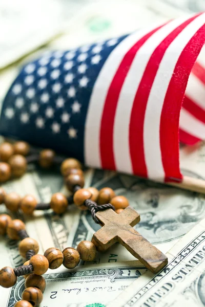 Rosary beads with american flag — Stock Photo, Image