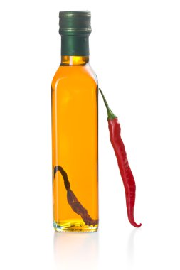 olive oil with chili peppers clipart