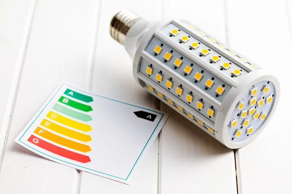 LED-Glühbirne mit Energielabel — Stockfoto