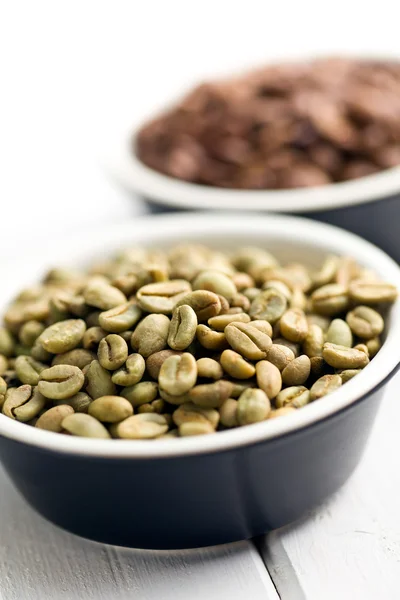 Nepražené zelené kávové boby — Stock fotografie