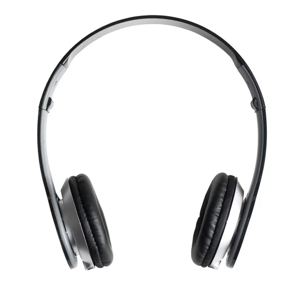 Μαύρα ακουστικά σε λευκό φόντο — Φωτογραφία Αρχείου