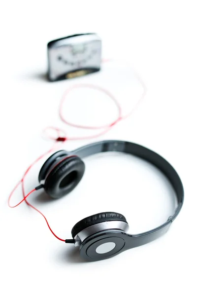 Headphones with personal stereo — Stock Photo, Image