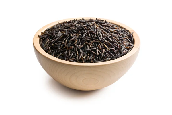 Dziki ryż w misce drewniane — Zdjęcie stockowe
