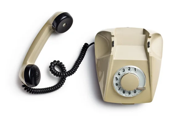 Старый бежевый телефон — стоковое фото