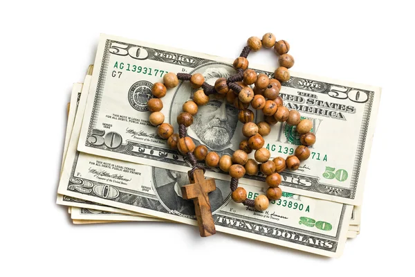 Rosary with american dollars — Stock Photo, Image