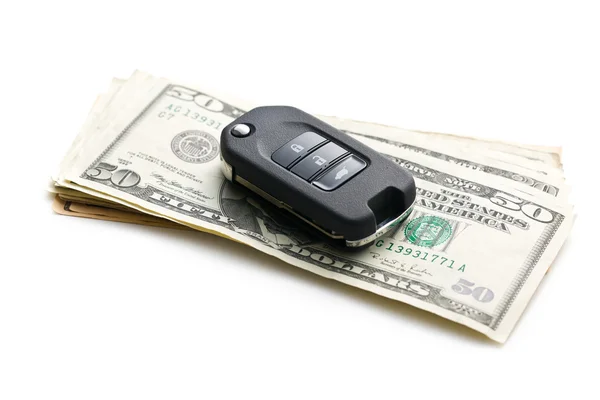 Car key with dollars — Stock Photo, Image