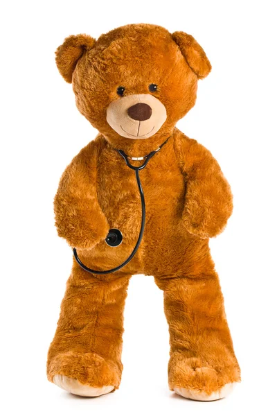 Teddybär mit Stethoskop — Stockfoto