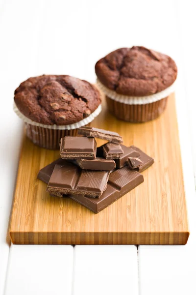 Chocolate and chocolate muffin — Stock Photo, Image