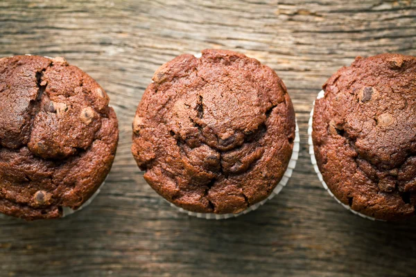 Ovansida av choklad muffins — Stockfoto