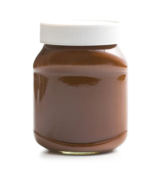 Propagação de chocolate em frasco — Fotografia de Stock