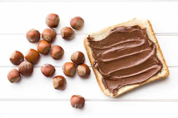 Chocolate spread with bread — Stock Photo, Image