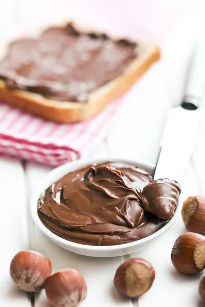 Chocolate spread in bowl — Stock Photo, Image