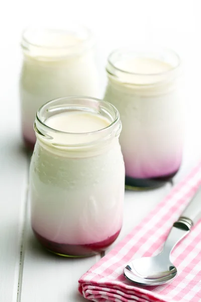 Yogurt in jar — Stock Photo, Image