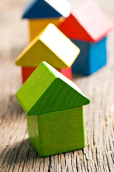 Green house made from wooden cubes — Stock Photo, Image