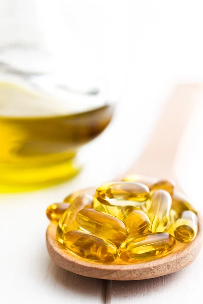 Cod liver oil. Gel capsules — Stock Photo, Image