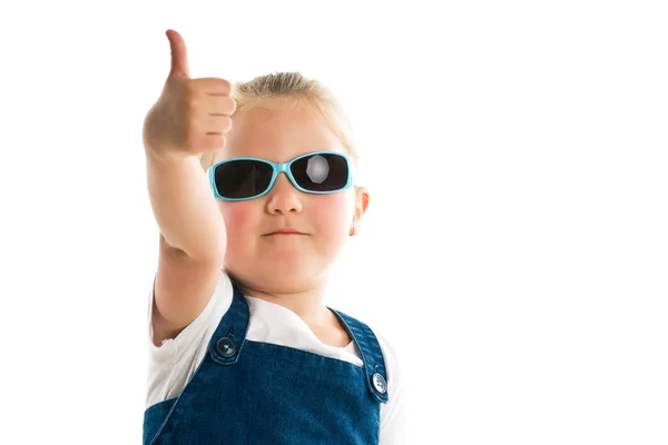 Little girl showing thumbs up — Stock Photo, Image