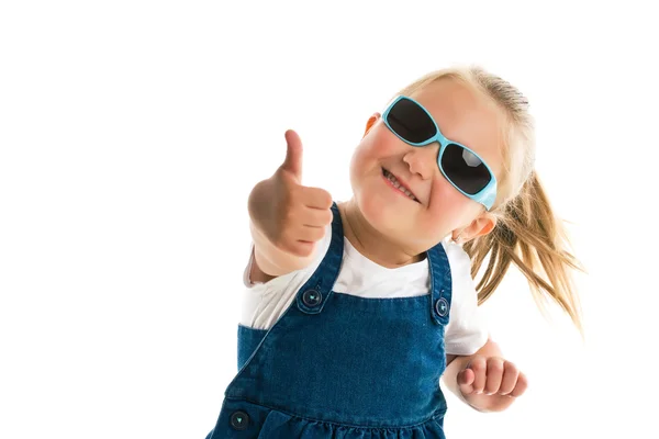 Little girl showing thumbs up — Stock Photo, Image