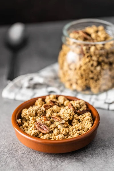 Cereale Dulci Granola Castron Masa Bucătărie — Fotografie, imagine de stoc