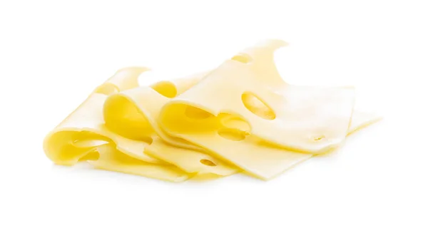 Queso Duro Rodajas Aislado Sobre Fondo Blanco — Foto de Stock