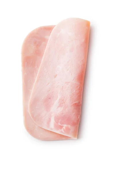 Gesneden Varkensvlees Ham Geïsoleerd Witte Achtergrond — Stockfoto