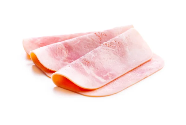 Prosciutto Maiale Affettato Isolato Sfondo Bianco — Foto Stock