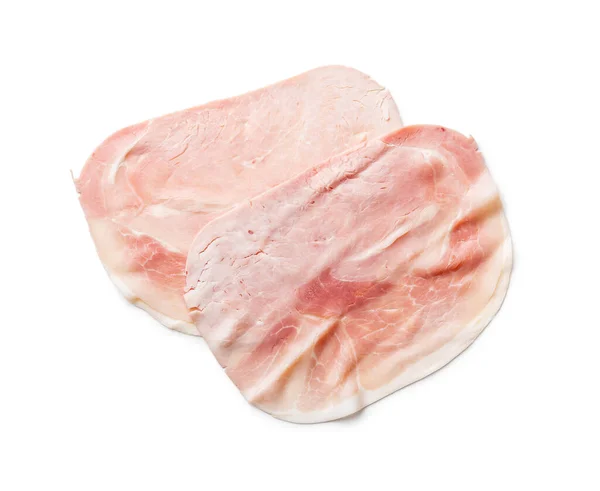 孤立在白色背景上的猪肉片的火腿 — 图库照片