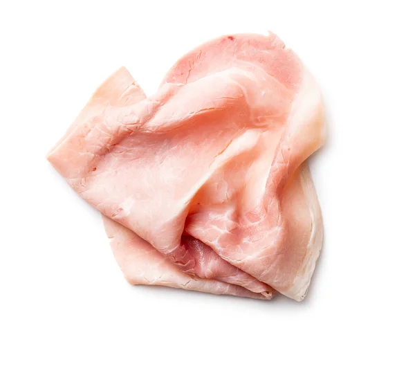 孤立在白色背景上的猪肉片的火腿 — 图库照片