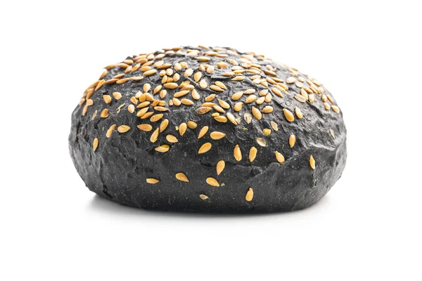 Black Bun Dark Pastry Sesame Seeds Isolated White Background — Stock Photo, Image